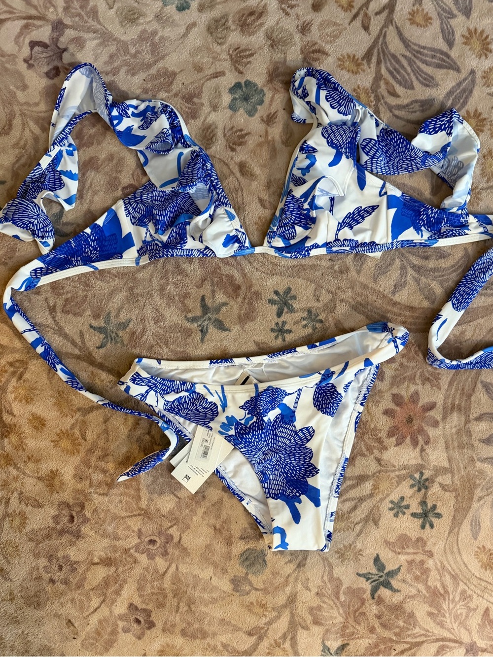 Milly Blue Floral Ruffle Bikini Set - Picture 3 of 7